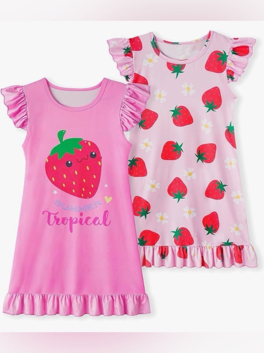 2Pcs Girls Nightgowns 
Size 4-5
Strawberry Summer Tropical
New condition